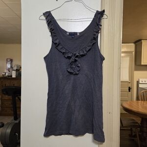 American Eagle grey ruffle tank top with buttons size medium in great condition
